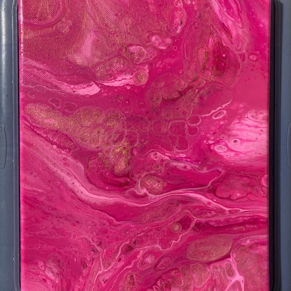 Pink Euphoria 8"x10" Painting by Color Fluent Art (Pink/Gold)